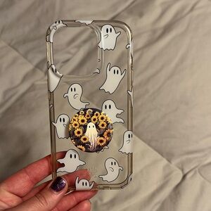 Velvet Caviar Ghost Phone Case and Sunflower/ghost pop socket iPhone 14 PRO